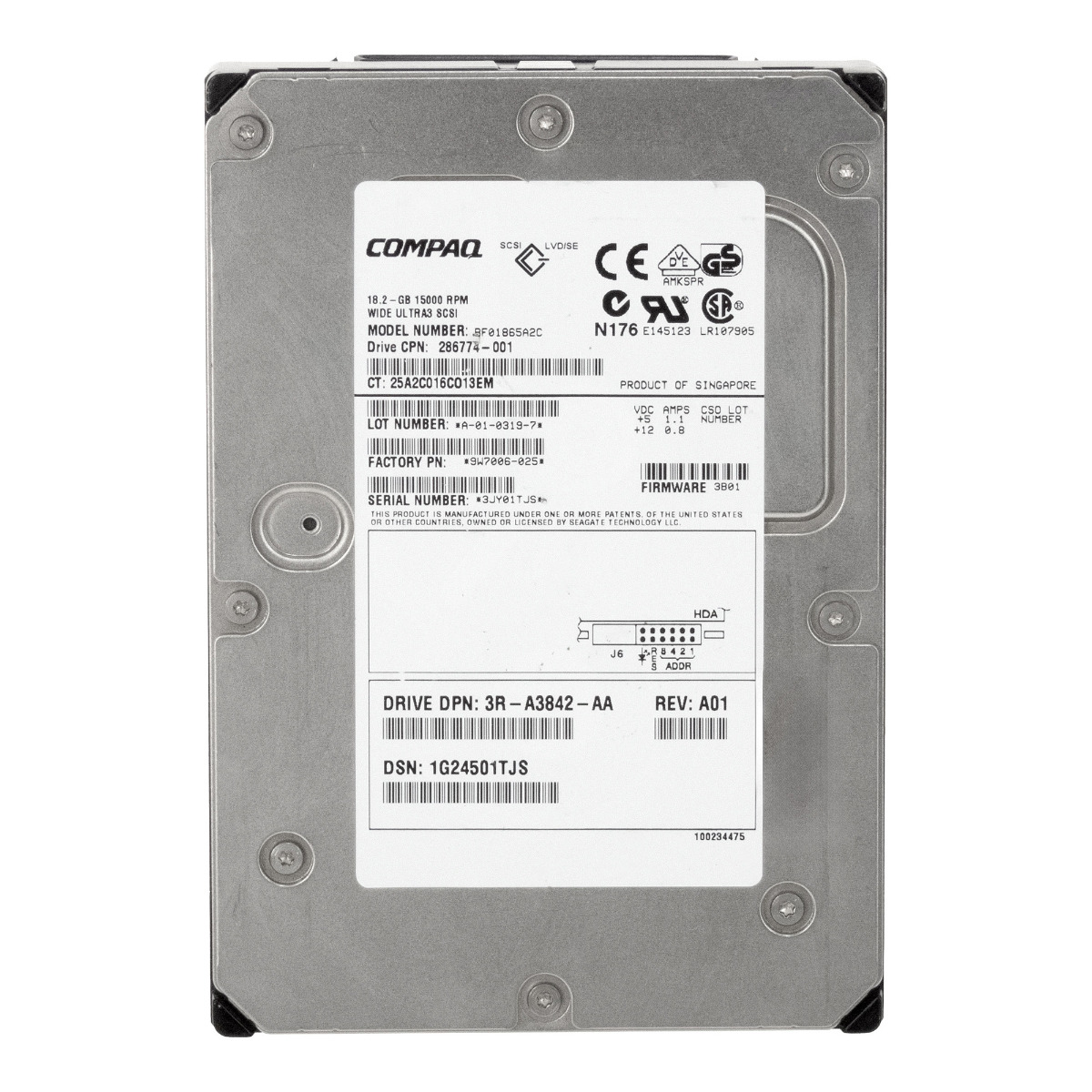 COMPAQ 286774-001 18,2GB 15K 8MB SCSI U160 3,5" BF01865A2C