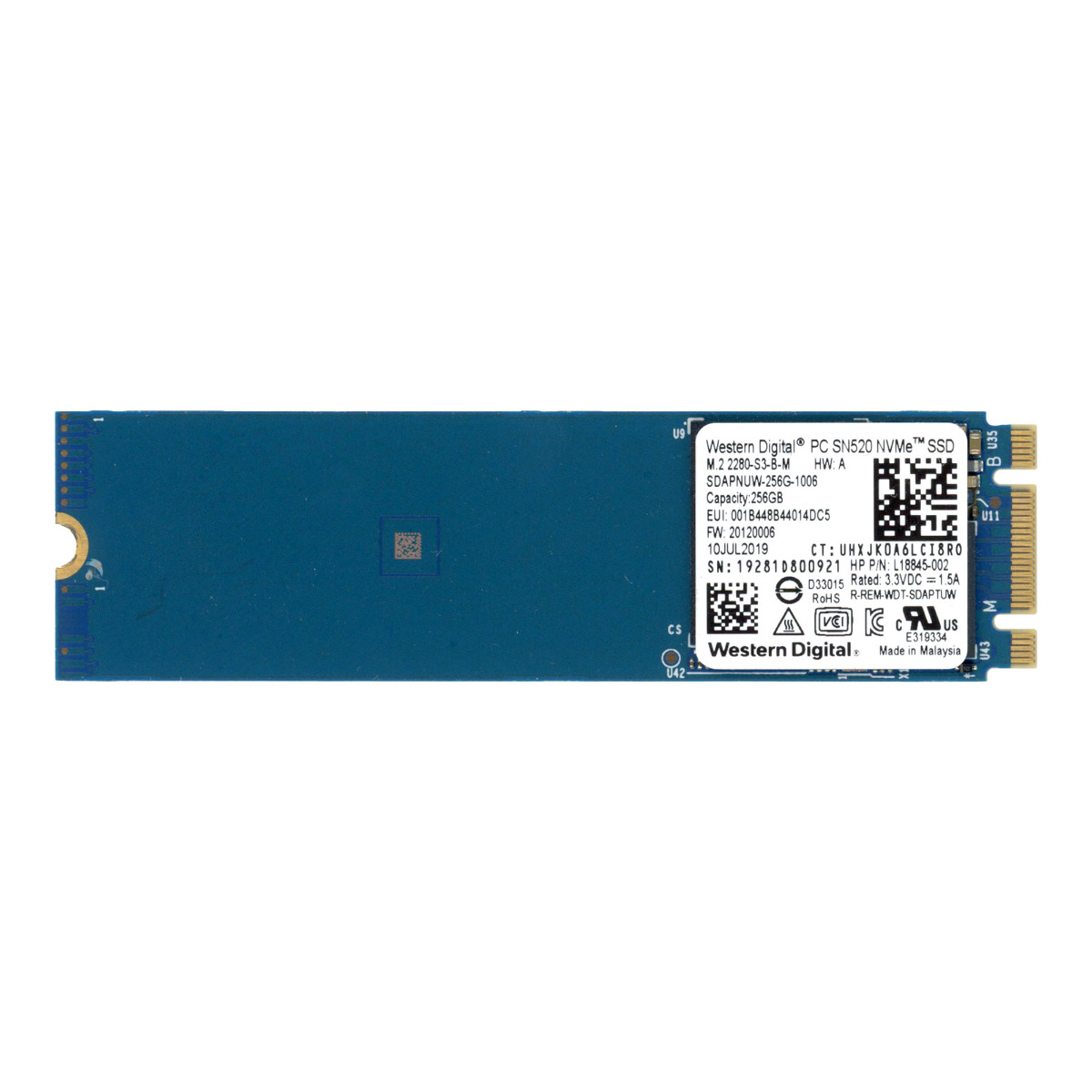 WD PC SN520 NVMe SDAPNUW-256G-1006 256 Go TLC PCIe 3.0 M.2 L18845-002