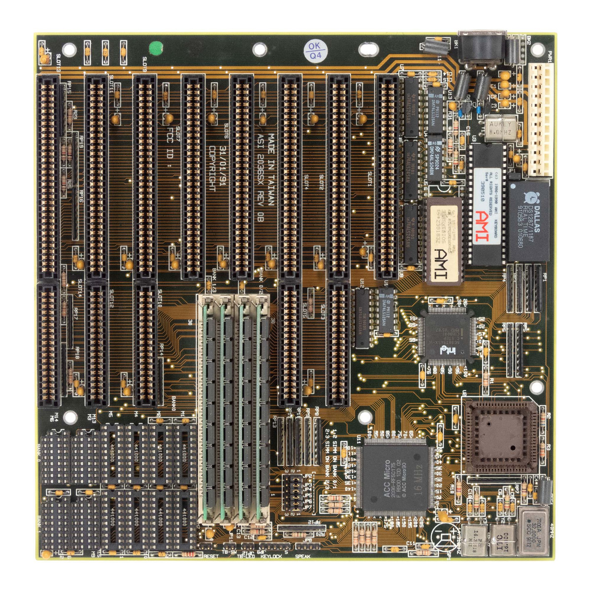 ASI 2036SX REV 0B INTEL NG80386SX-16 16MHz FPM/EDO DRAM + 4 MODULES RAM