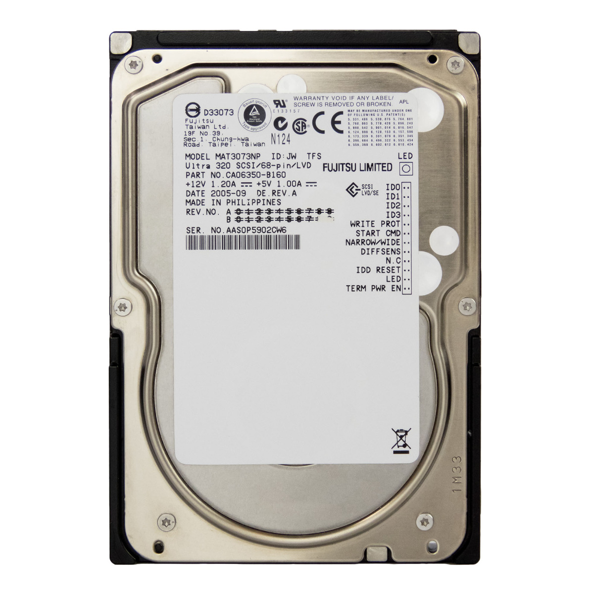 FUJITSU 73 Go 10 000 tr/min 8 Mo SCSI U320 3,5'' MAT3073NP