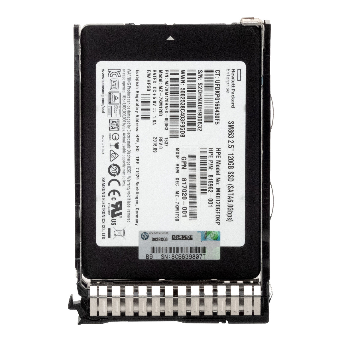 HP 816962-001 817096-001 120GB MLC SATA III 2.5'' MK0120GFDKP