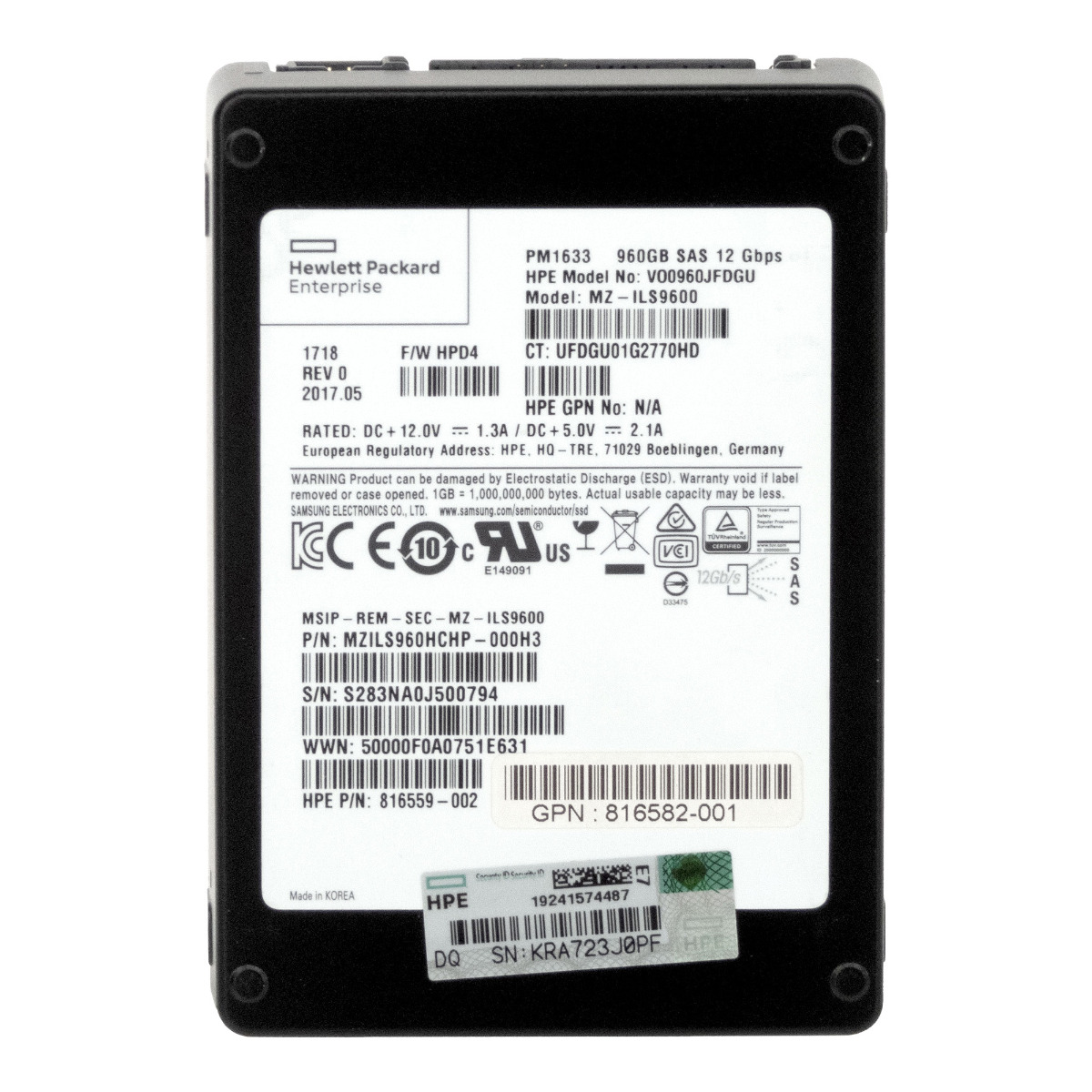 HP 816559-002 960 Go TLC SAS-3 2,5'' VO0960JFDGU