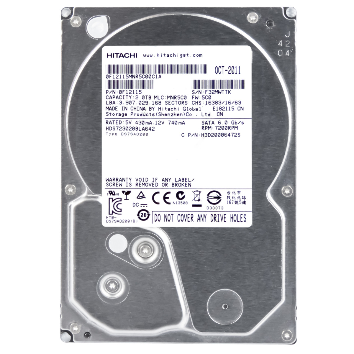 HITACHI DeskStar 7K3000 2 To 7,2K 64 Mo SATA III 3,5'' HDS723020BLA642