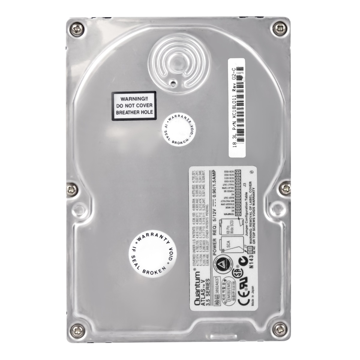 QUANTUM ATLAS V 18.3GB 7.2K 4MB SCSI 68-PIN 3.5'' XC18L011