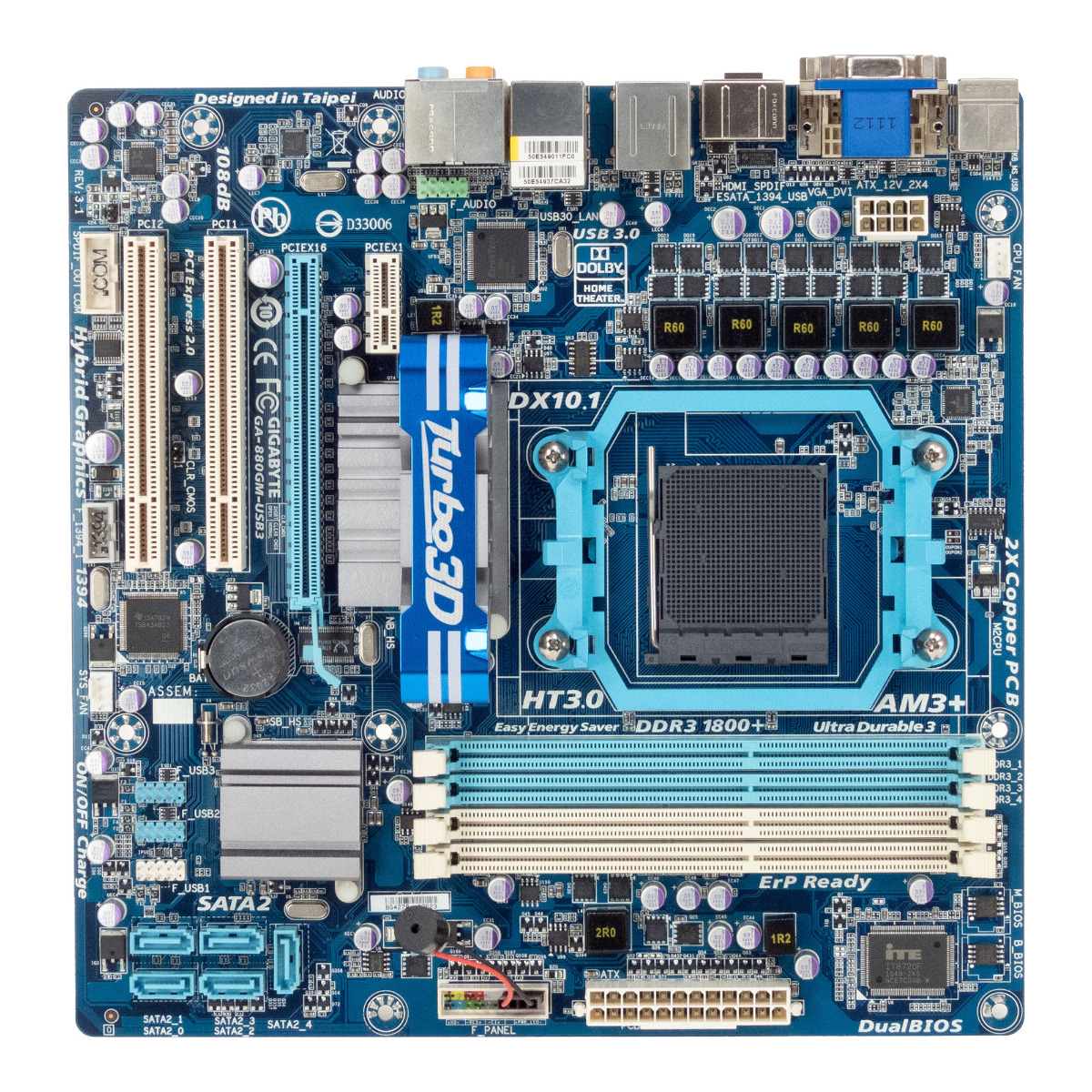 GIGABYTE GA-880GM-USB3 Révision 3.1 SOCKET AM3+ DDR3 PCIe PCI mATX