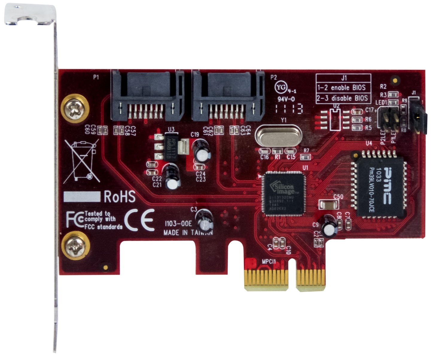Contrôleur RAID ROSEWILL RC-211 SATA II PCIe x1 Low Profile