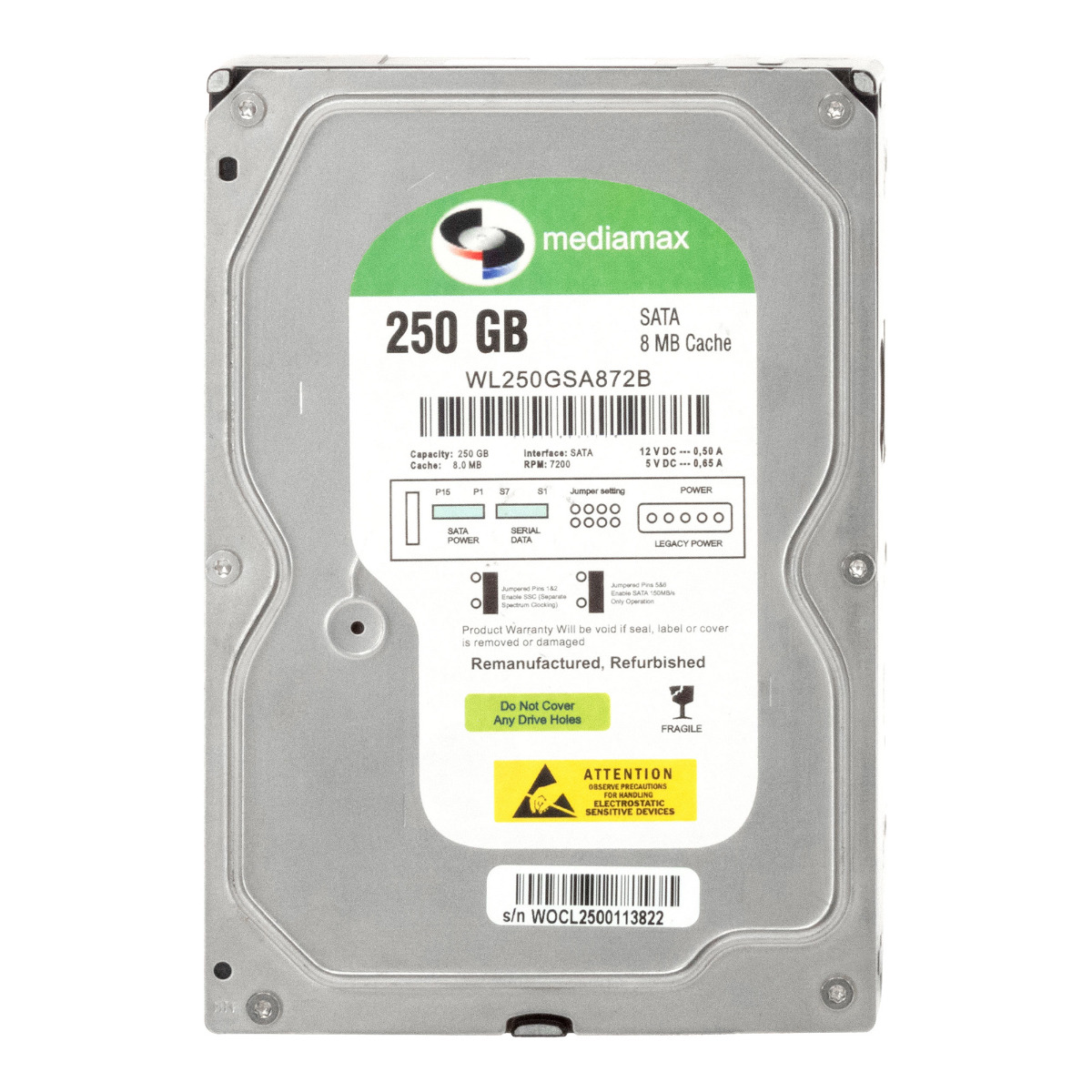 MEDIAMAX 250 Go 7.2K 8 Mo SATA II 3,5'' WL250GSA872B