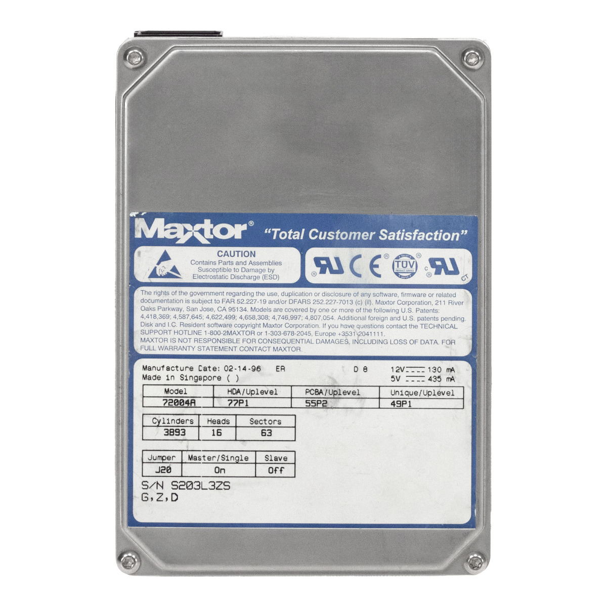 MAXTOR 7000 Series 2 Go 4 480 tr/min ATA 3,5'' 72004A
