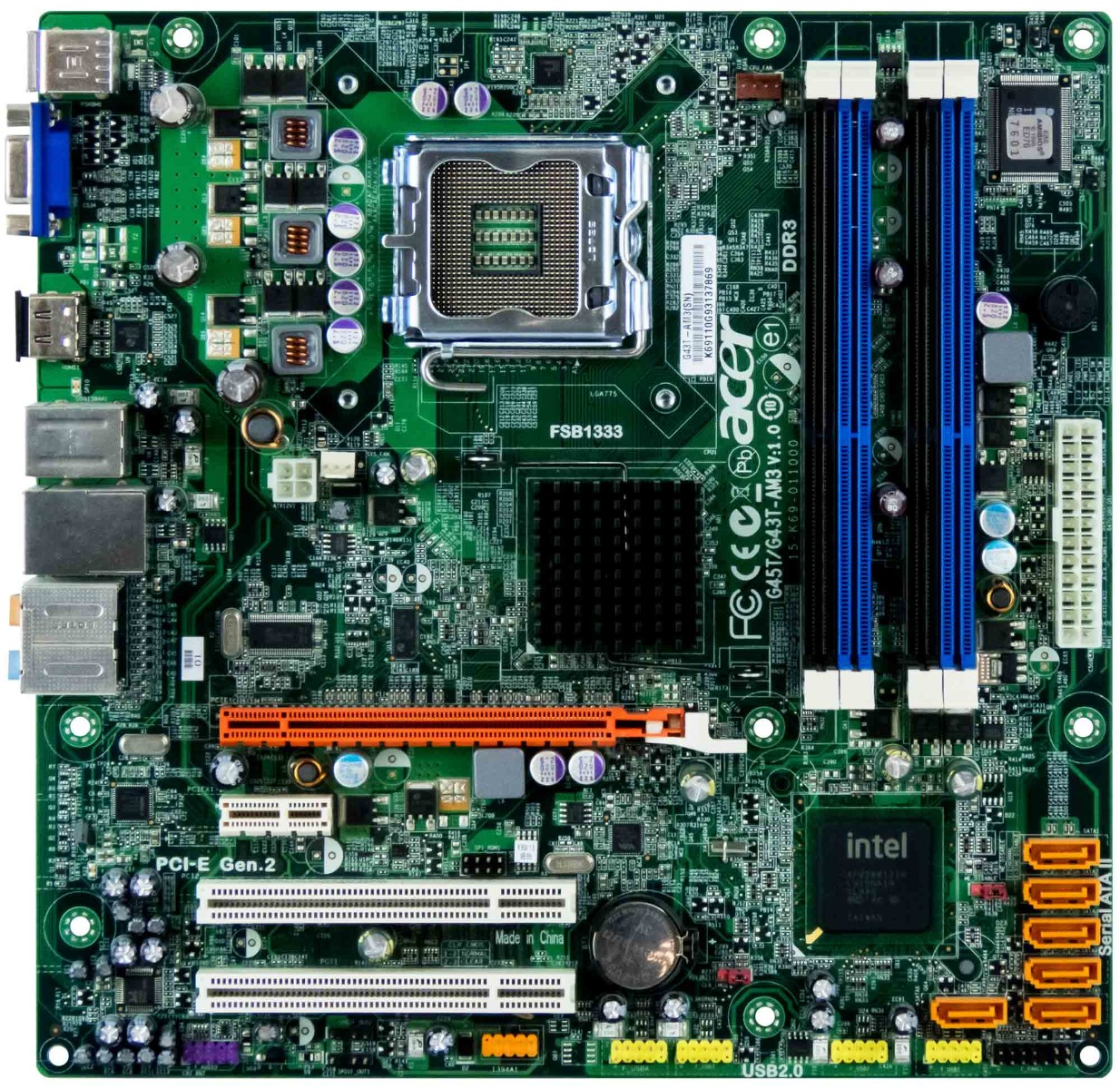 Carte mère ACER G45T/G43T-AM3 V:1.0 Socket LGA775 DDR3 PCIe PCI microATX