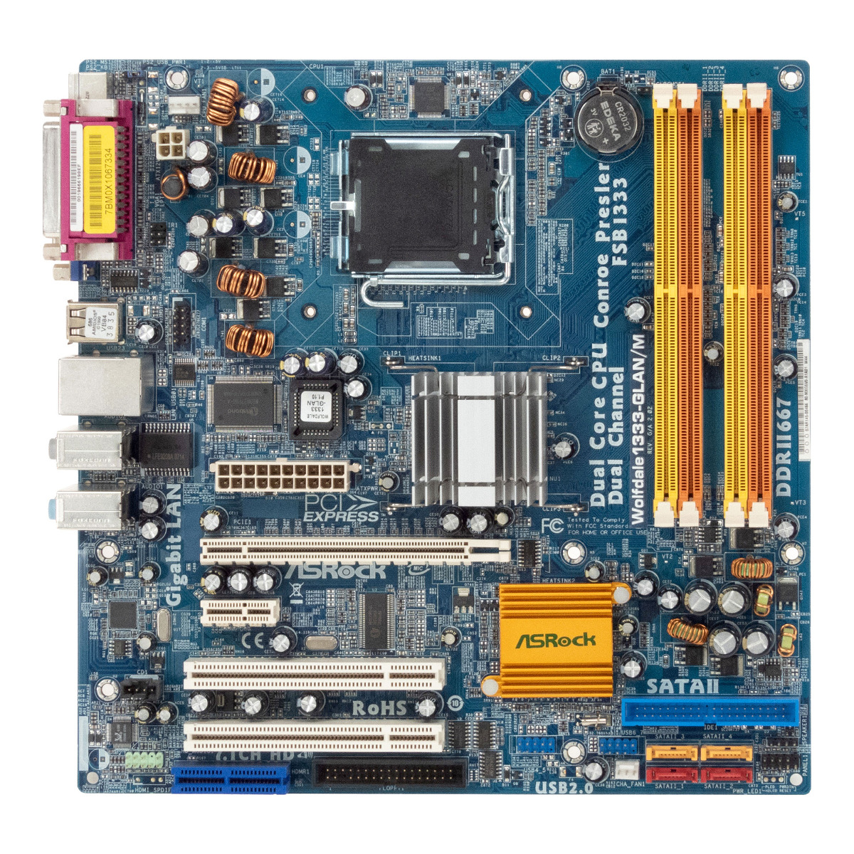 ASROCK Wolfdale1333-GLAN/M SOCKET LGA775 DDR2 PCIe PCI HDMR mATX