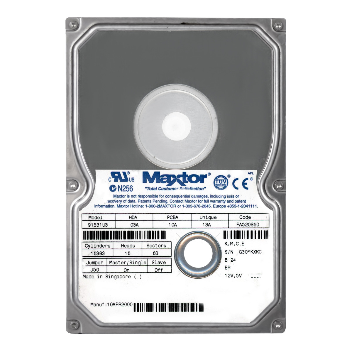 MAXTOR DiamondMax VL20 15.3GB 5.4K ATA 3.5'' 91531U3