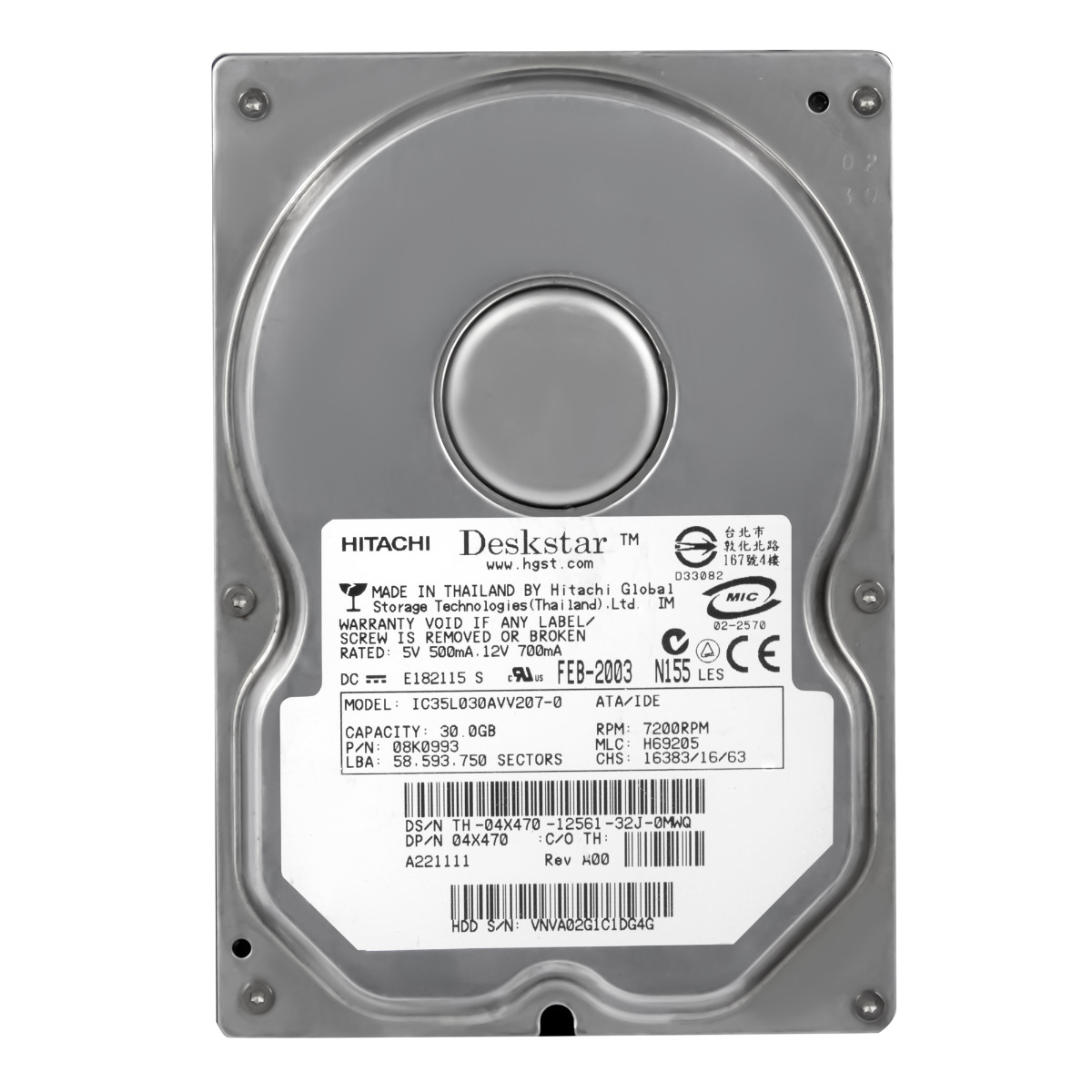 HITACHI DeskStar 180GXP 30GB 7.2k 2MB ATA 3.5'' IC35L030AVV207-0