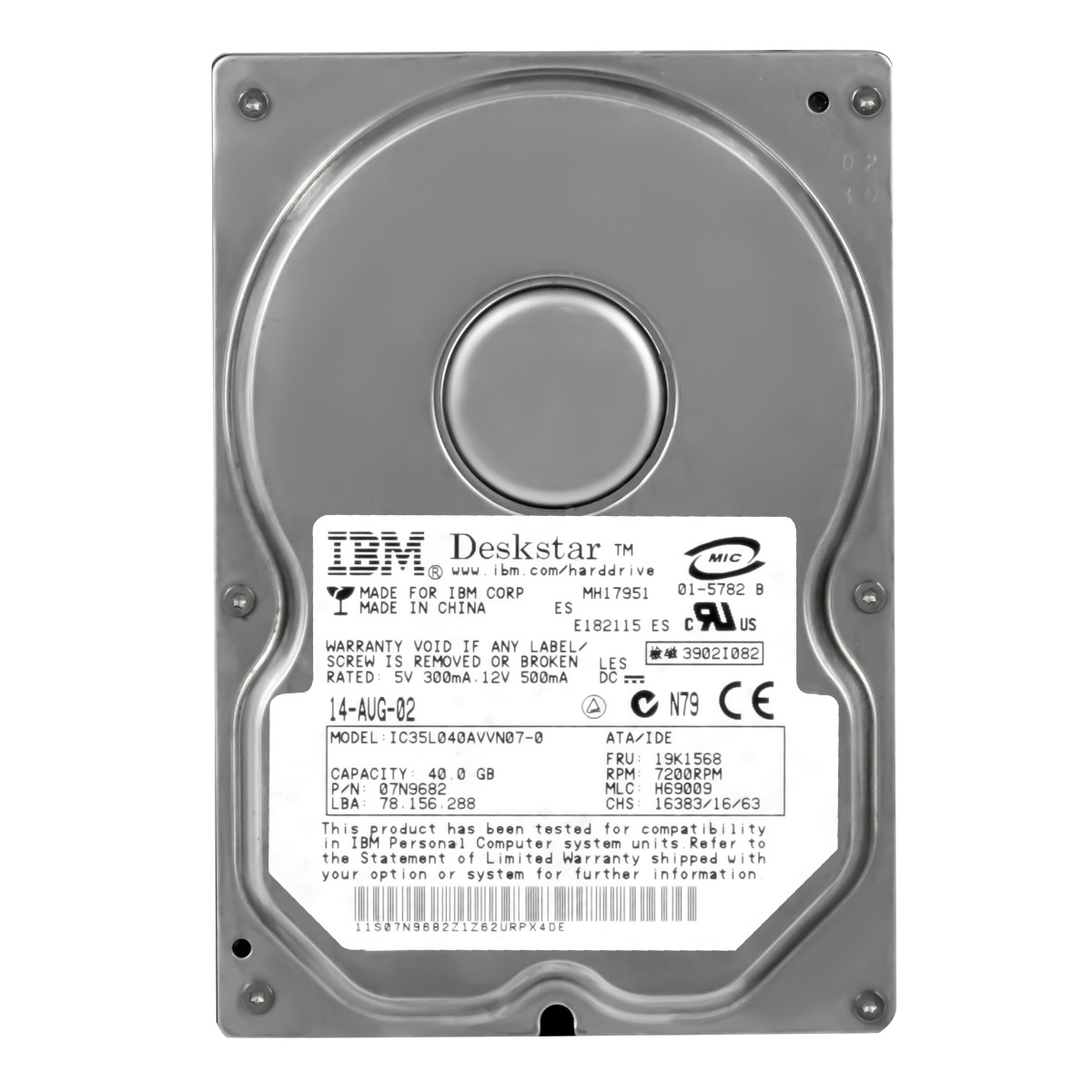 IBM DeskStar 120GXP 07N9682 40 GB 7,2 tys. 2 MB 3,5 cala IC35L040AVVN07-0