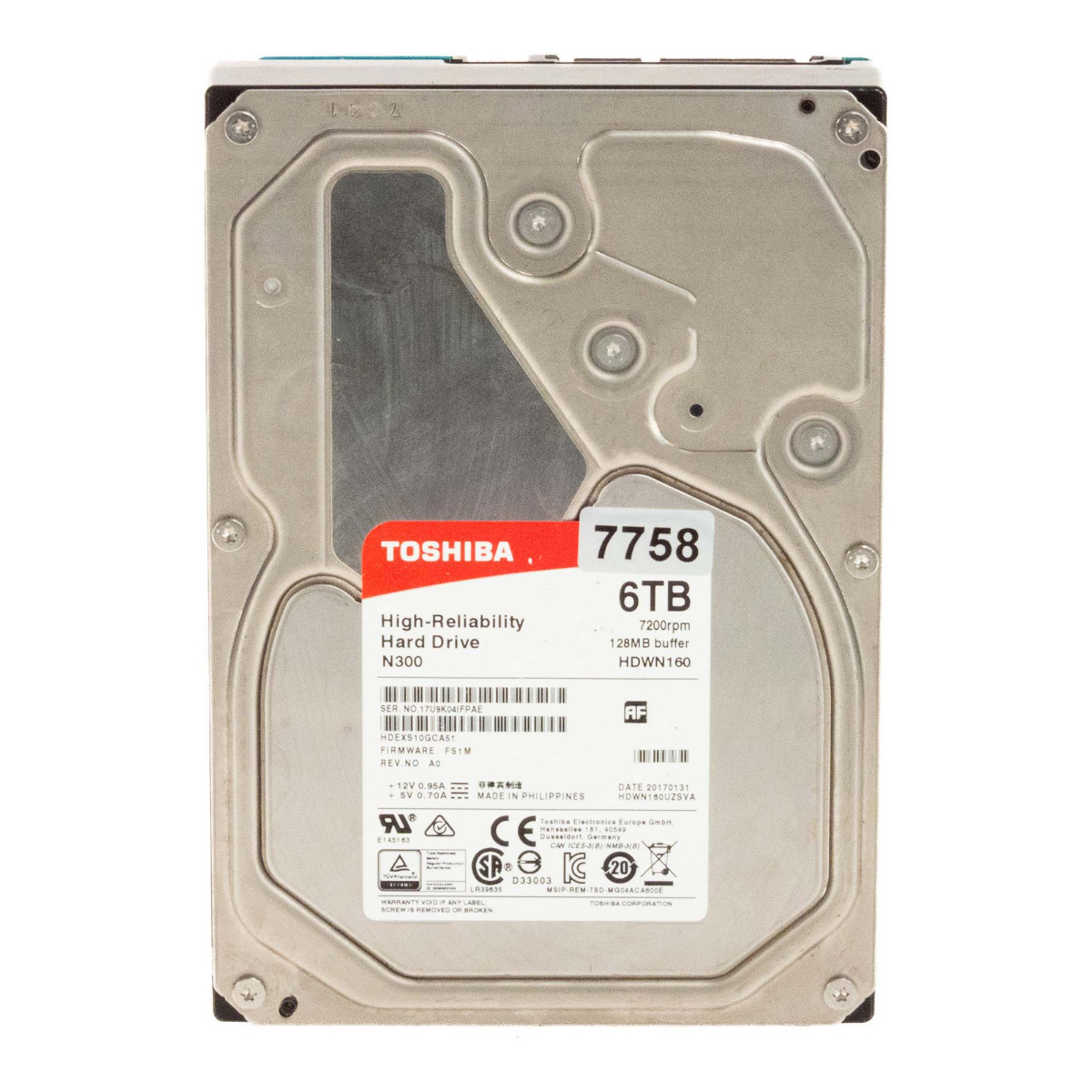 TOSHIBA N300 HDWN160 6 To 7.2K 128 Mo SATA III 3,5'' HDEXS10GCA51