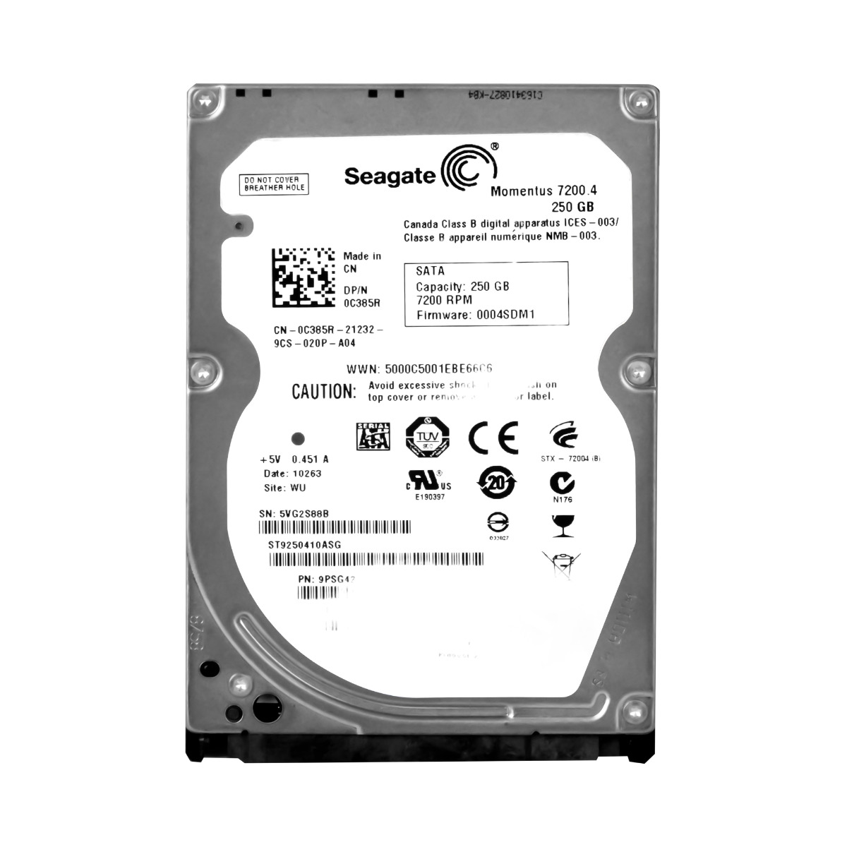 DELL 0C385R 250 Go 7,2K 16 Mo SATA II 2,5'' ST9250410ASG