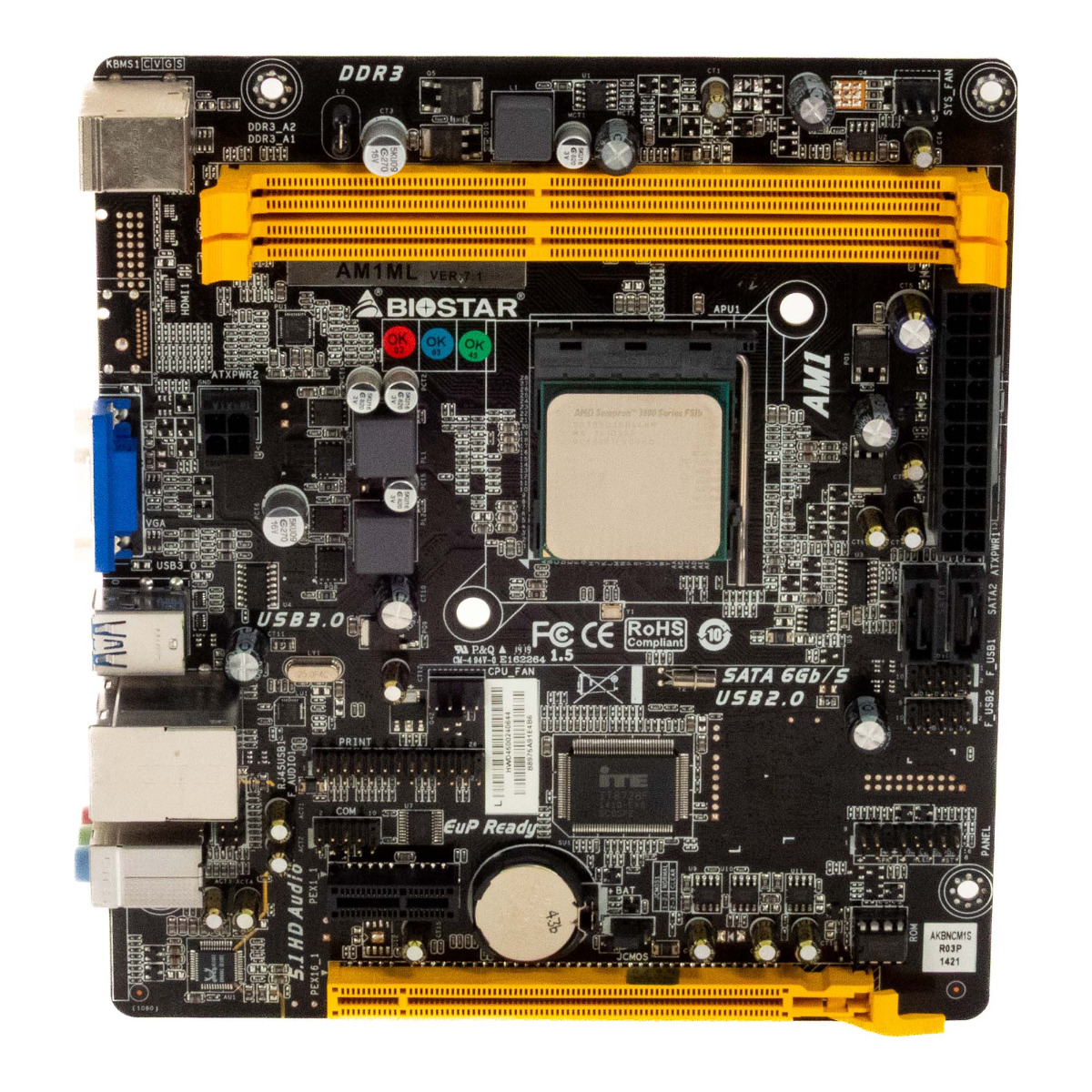 CARTE MÈRE BIOSTAR AM1ML VER:7.1 Socket AM1 DDR3 PCIe SATA microATX