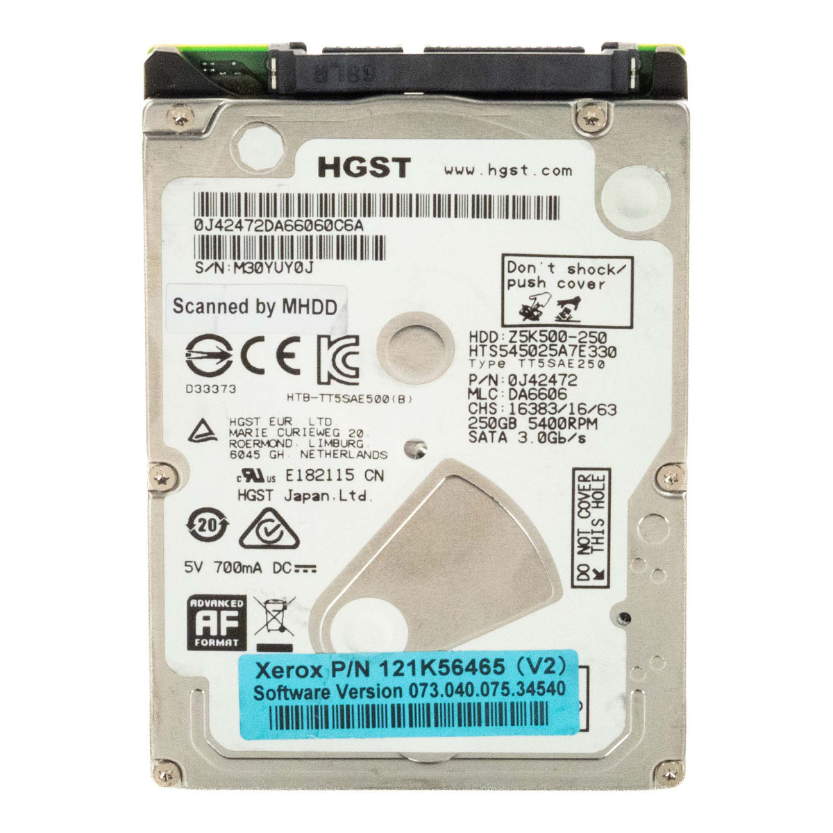 HGST Travelstar Z5K500 250 Go 5,4K 8 Mo SATA II 2,5'' HTS545025A7E330