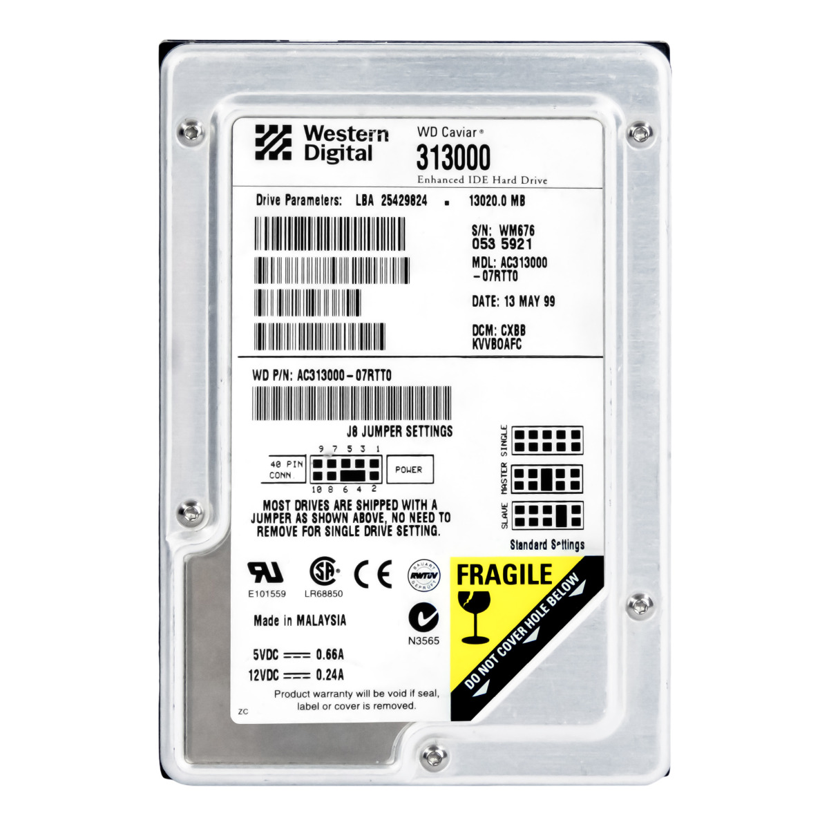 WD CAVIAR 313000 13 Go 5,4K ATA 3,5'' AC313000-07RTT0