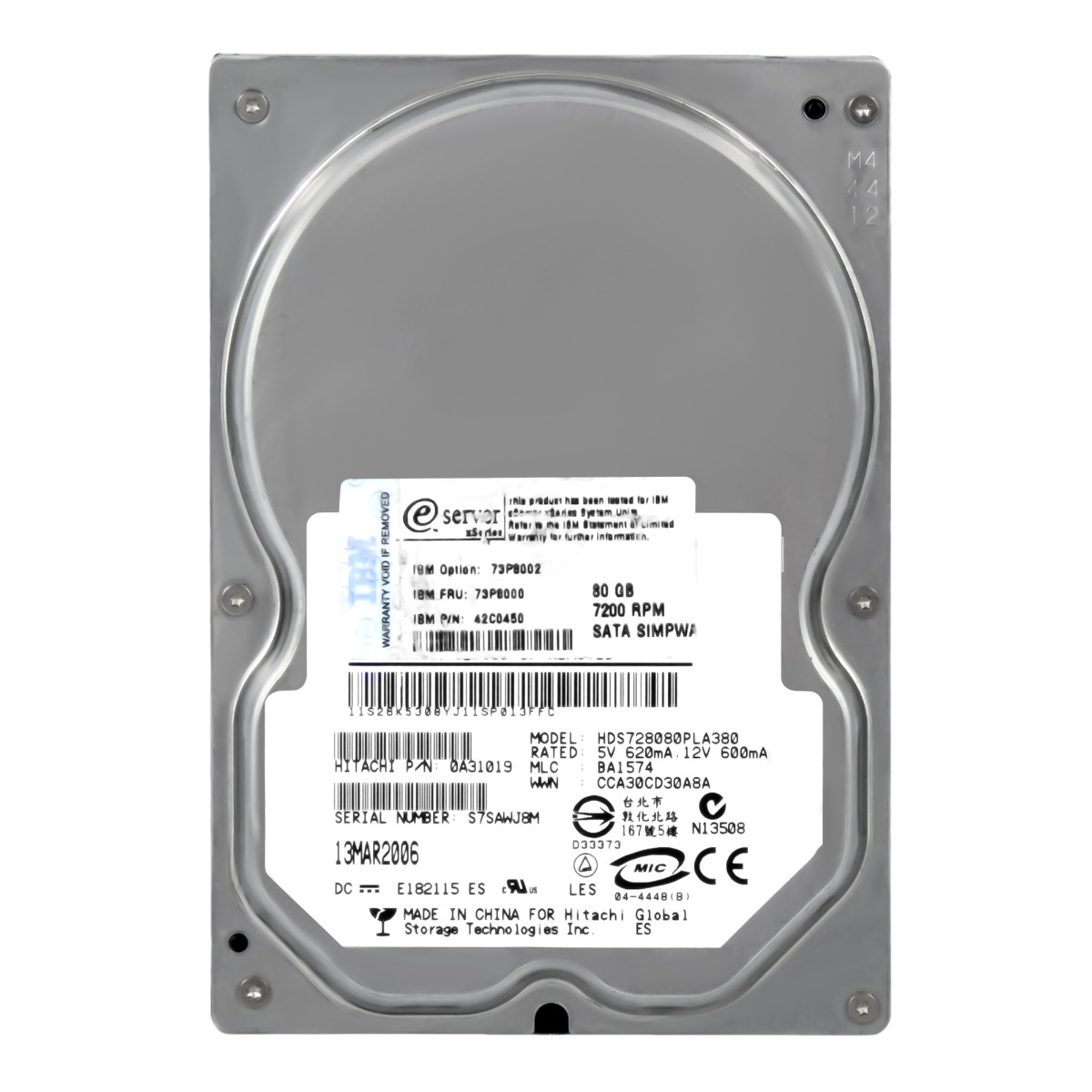 IBM 73P8000 42C0450 80GB 7.2K 8MB SATA II 3.5'' HDS728080PLA380