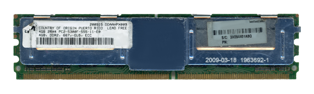 MICRON 4 Go DDR2 2Rx4 PC2-5300F 667 MHz FULLY BUFFERED ECC RADIATOR