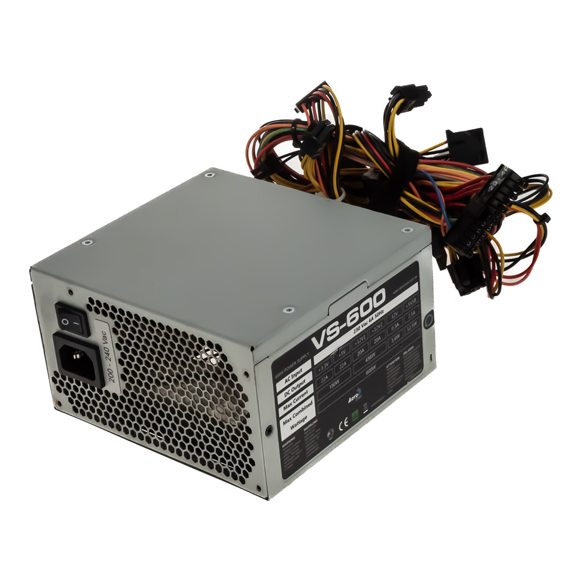 AEROCOOL VS-600 600W PSU ATX 20+4 broches ATX12V PCIe SATA MOLEX FDD