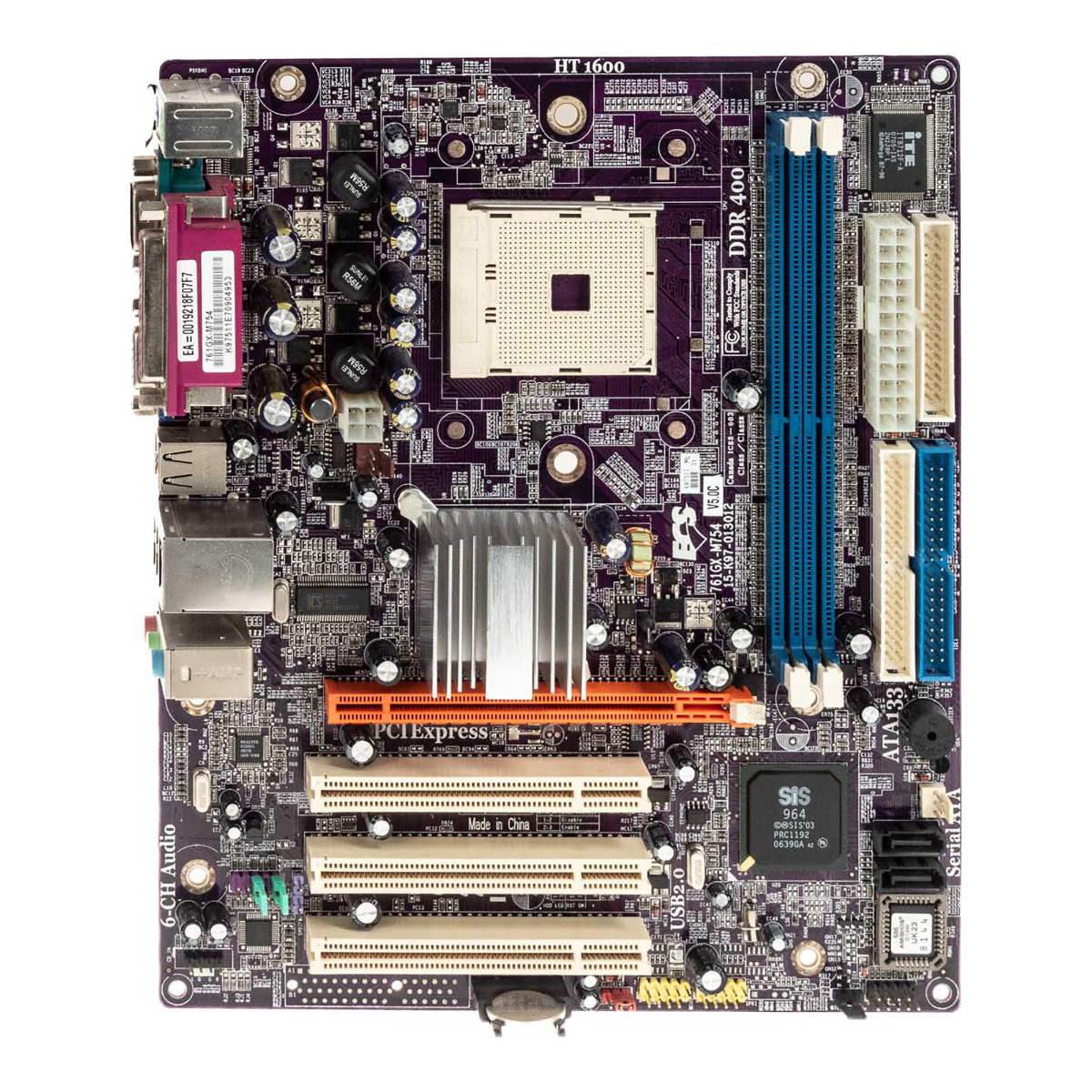 ECS 761GX-M754 V5.0 SOCKET 754 DDR PCIe PCI mATX + REFROIDISSEUR DE PROCESSEUR