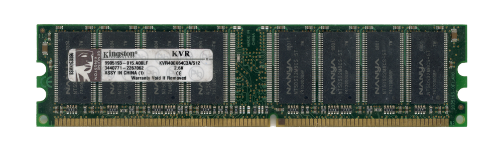 KINGSTON 512 Mo DDR PC3200 400 MHz KVR400X64C3A/512 9905193-015.A00LF Non-ECC
