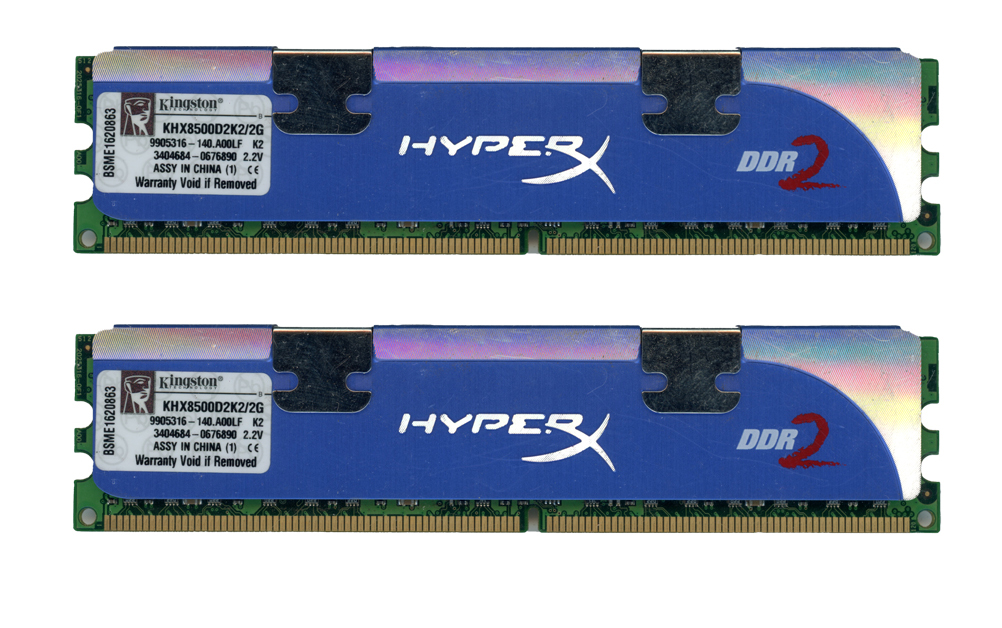 KINGSTON 2GB 2x1GB DDR2 PC2-8500U 1066MHz KHX8500D2K2/2GN Non-ECC