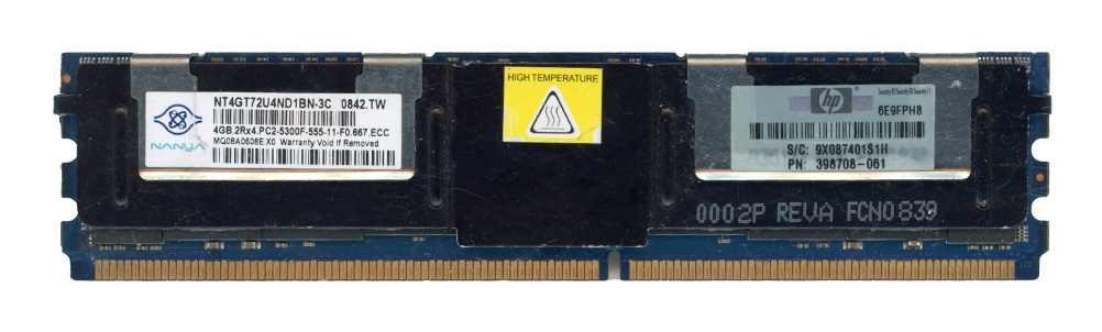 NANYA 4GB DDR2 2Rx4 PC2-5300F 667MHz ECC FULLY BUFFERED RADIATOR