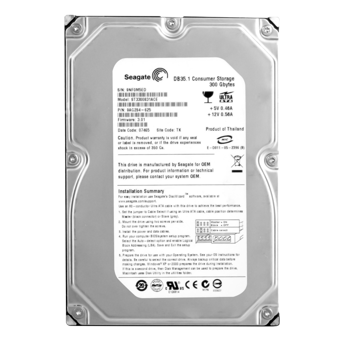 SEAGATE DB35.1 300 Go 7.2k 8 Mo ATA 3,5'' ST3300831ACE