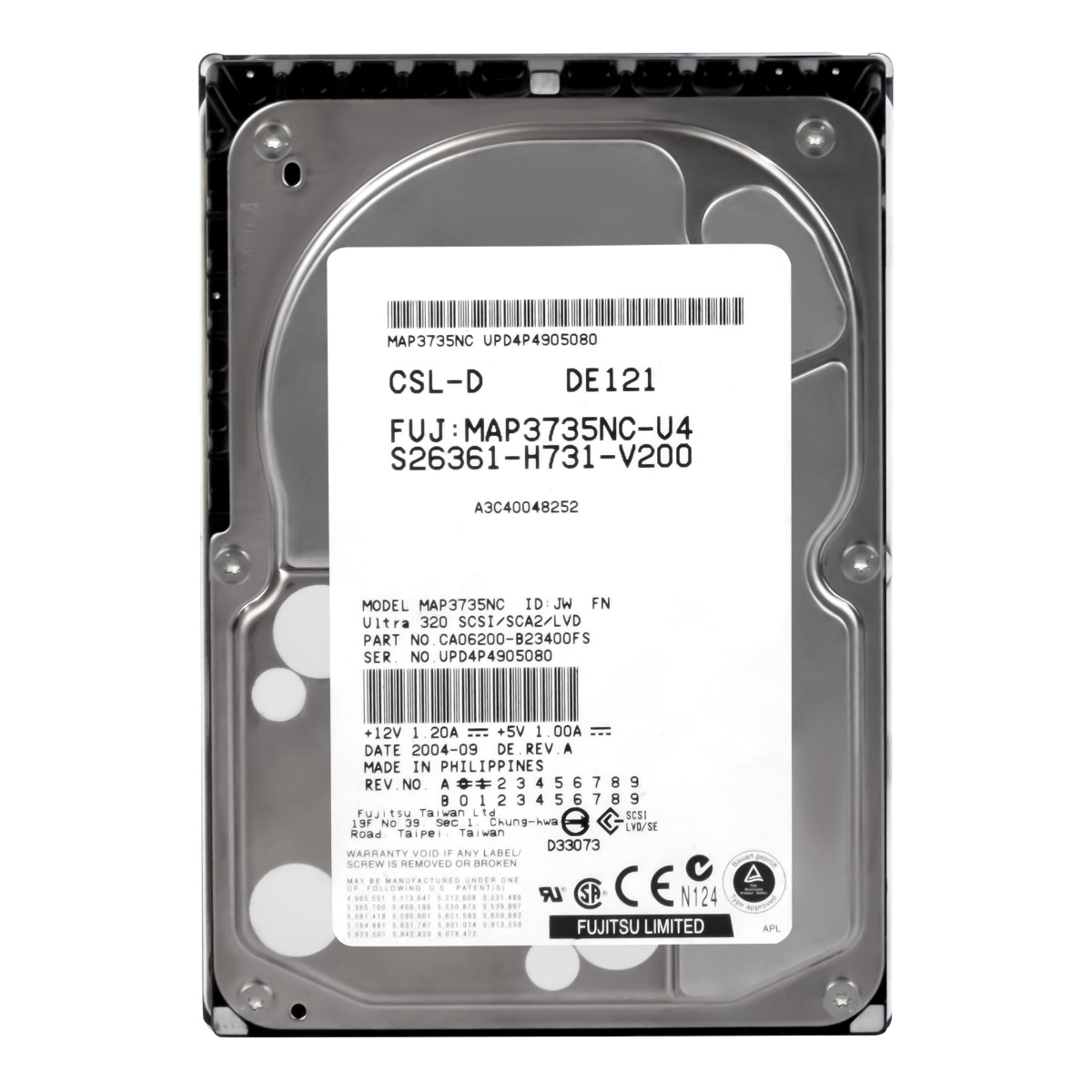 FUJITSU A3C40048252 73 Go 10K 8 Mo SCSI U320 3.5'' MAP3735NC-U4