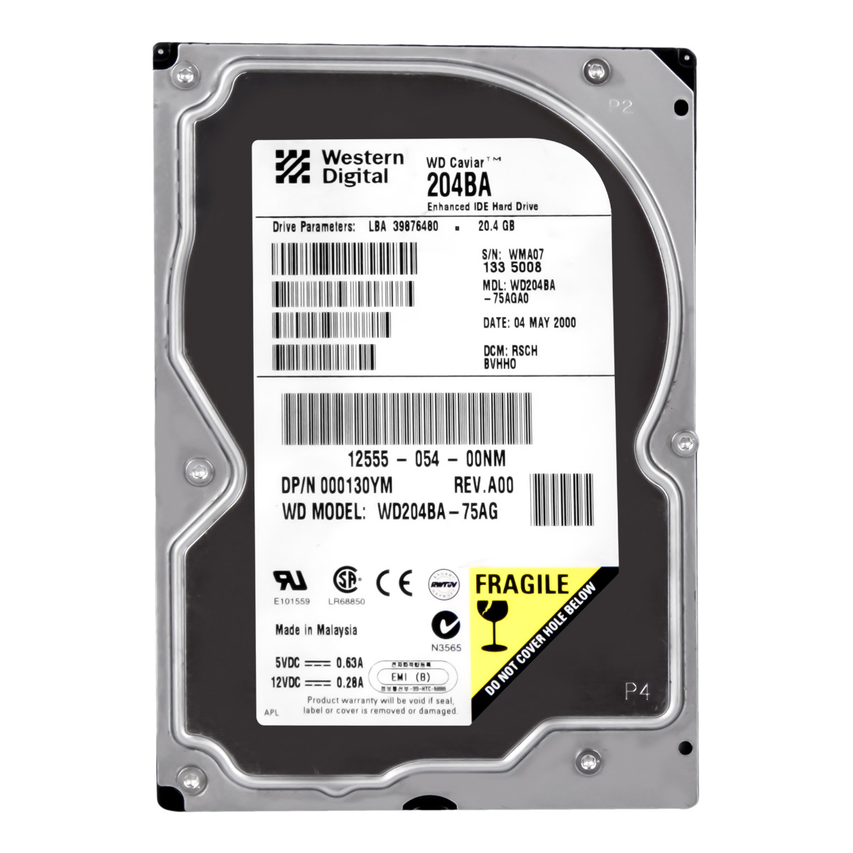 DELL 0130YM 20,4 Go 7,2K 2 Mo ATA 3,5'' WD204BA-75AG