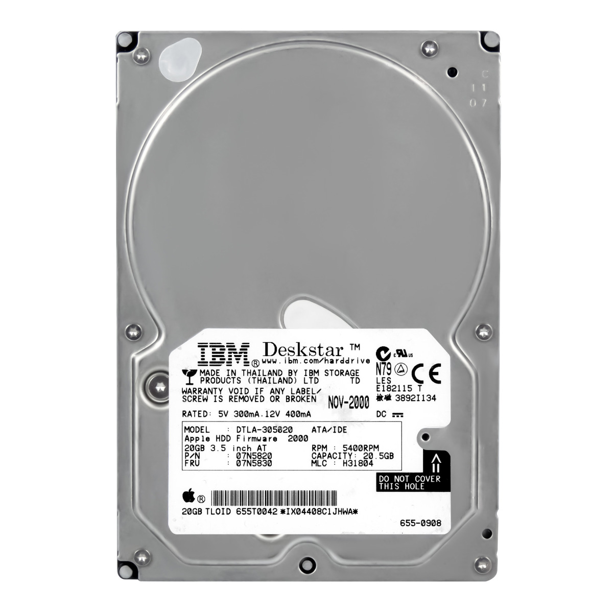 IBM DeskStar 40GV 07N5830 20,5 Go 5,4K ATA 3,5'' DTLA-305020