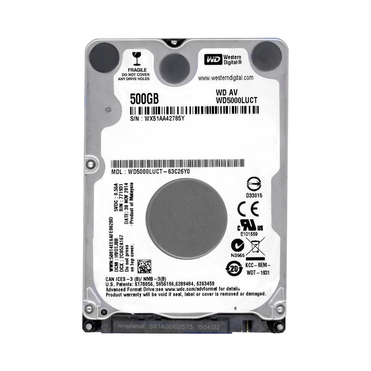 WD AV 500 Go SATA II 5.4K 16 Mo 2.5'' WD5000LUCT