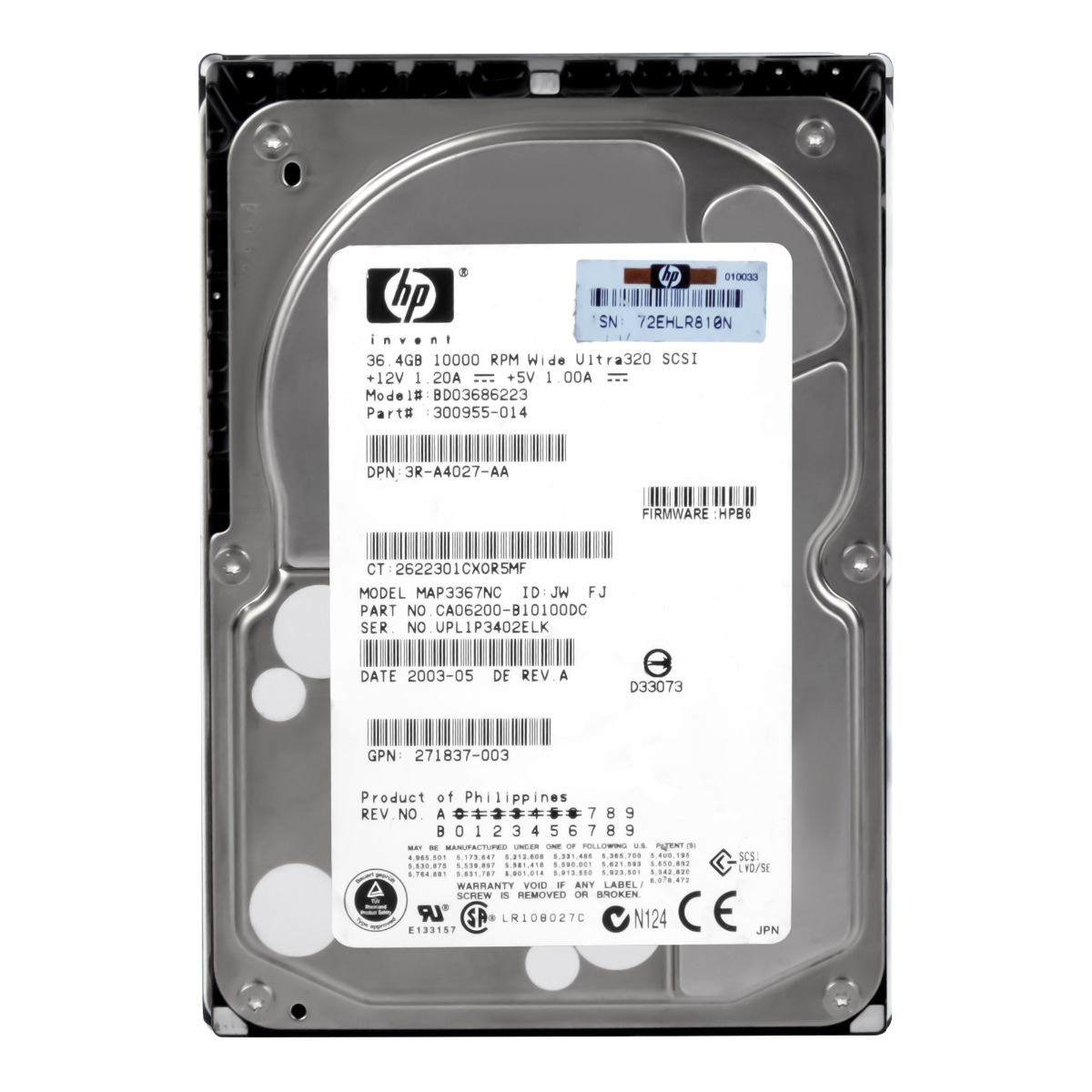 HP 300955-014 36,4 Go 10K 8 Mo SCSI U320 3,5'' BD03686223