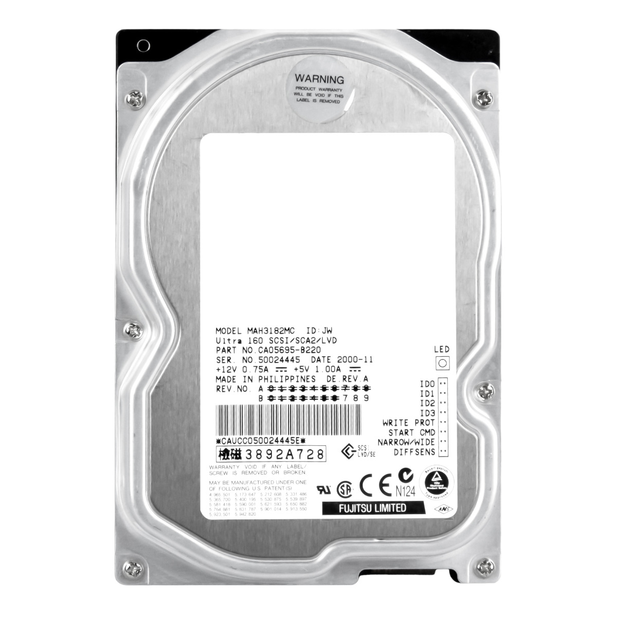FUJITSU 18,2 Go 7 200 tr/min 4 Mo SCSI U160 3,5'' MAH3182MC