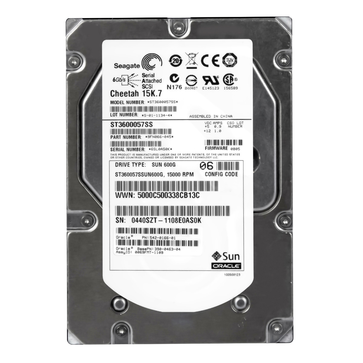 SUN 390-0463-04 600 Go SAS-2 15K 16 Mo 3,5'' ST360057SSUN600G