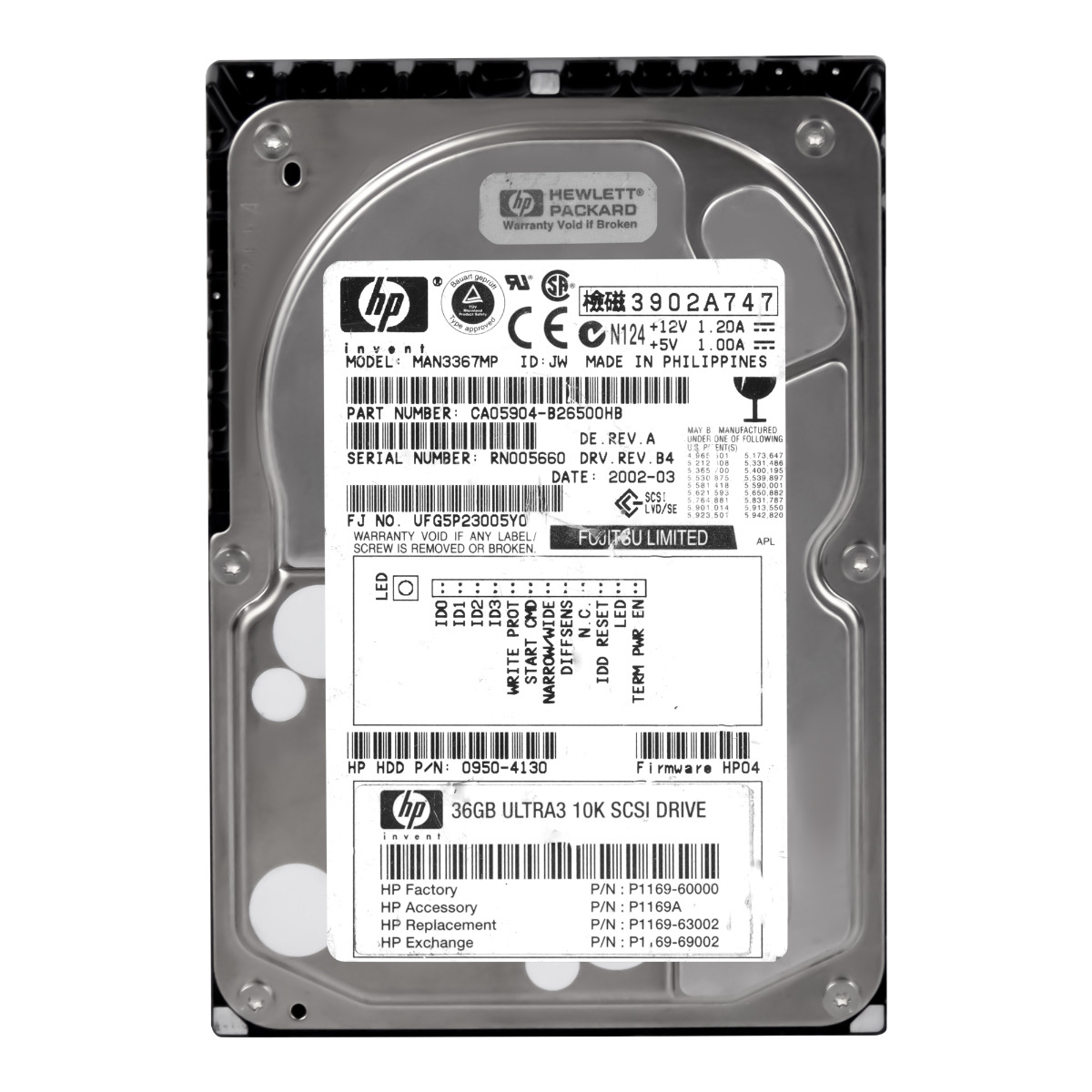 HP 0950-4130 36 Go 10 000 tr/min U160 SCSI 3,5'' MAN3367MP