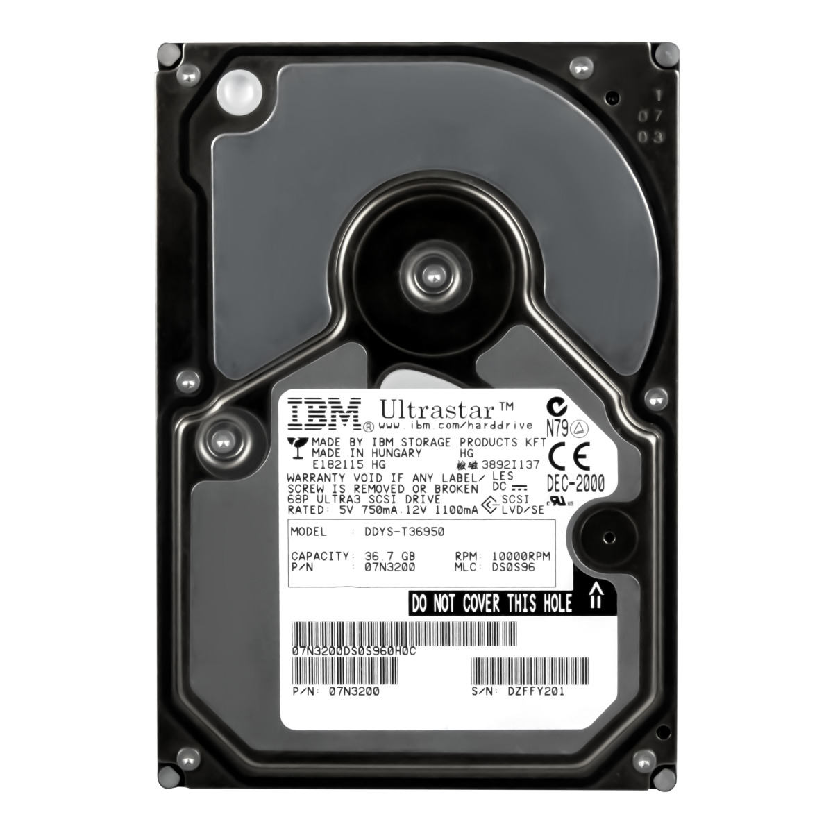 IBM UltraStar 36LZX 07N3200 36 Go 10K 4 Mo SCSI U160 3,5'' DDYS-T36950