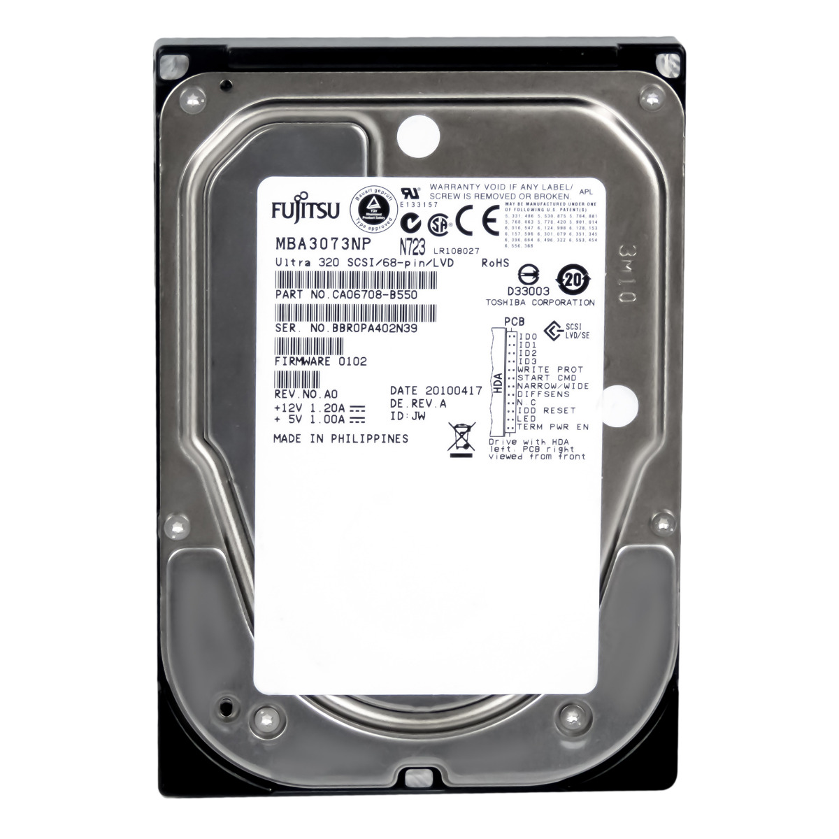 FUJITSU MBA3073NP 73 Go 15000 tr/min 16 Mo U320 SCSI 3,5''