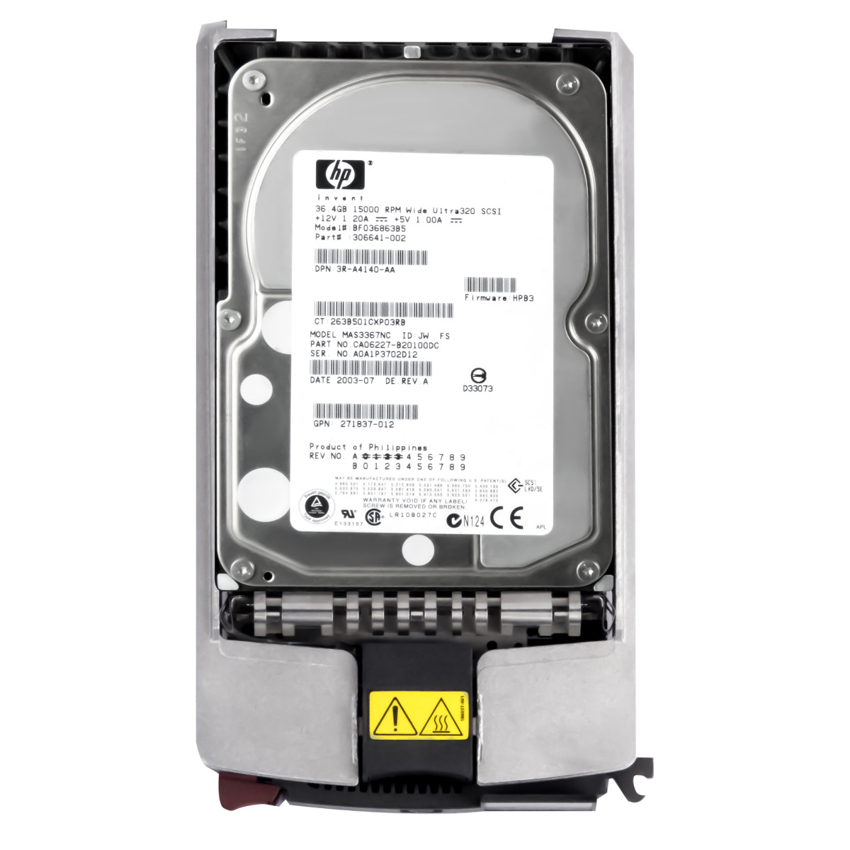 HP 306641-002 36 Go 15 000 tr/min 8 Mo SCSI U320 3,5'' BF036863B5