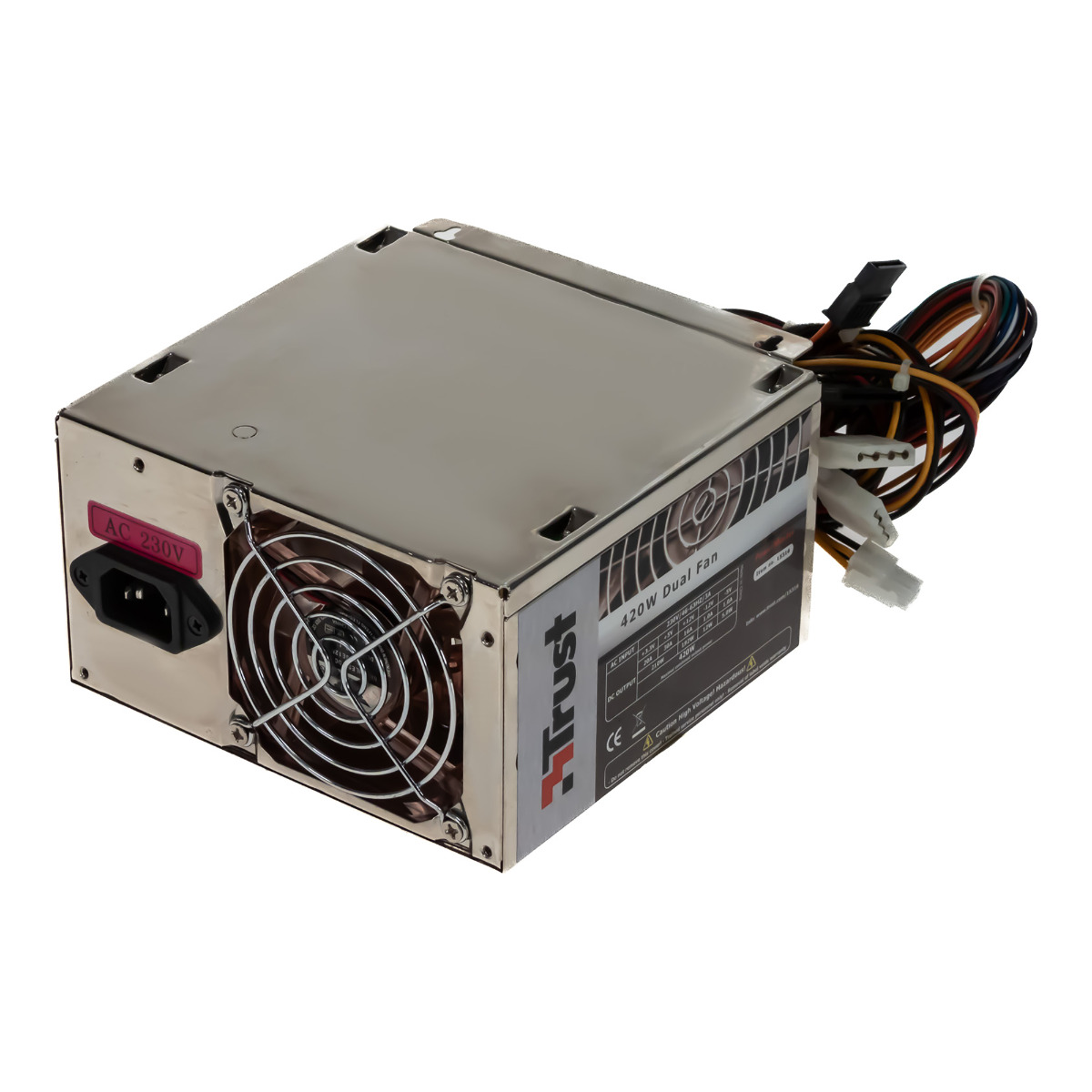 TRUST 15316 420W Alimentation double ventilateur ATX 20+4-PIN ATX12V SATA MOLEX FDD