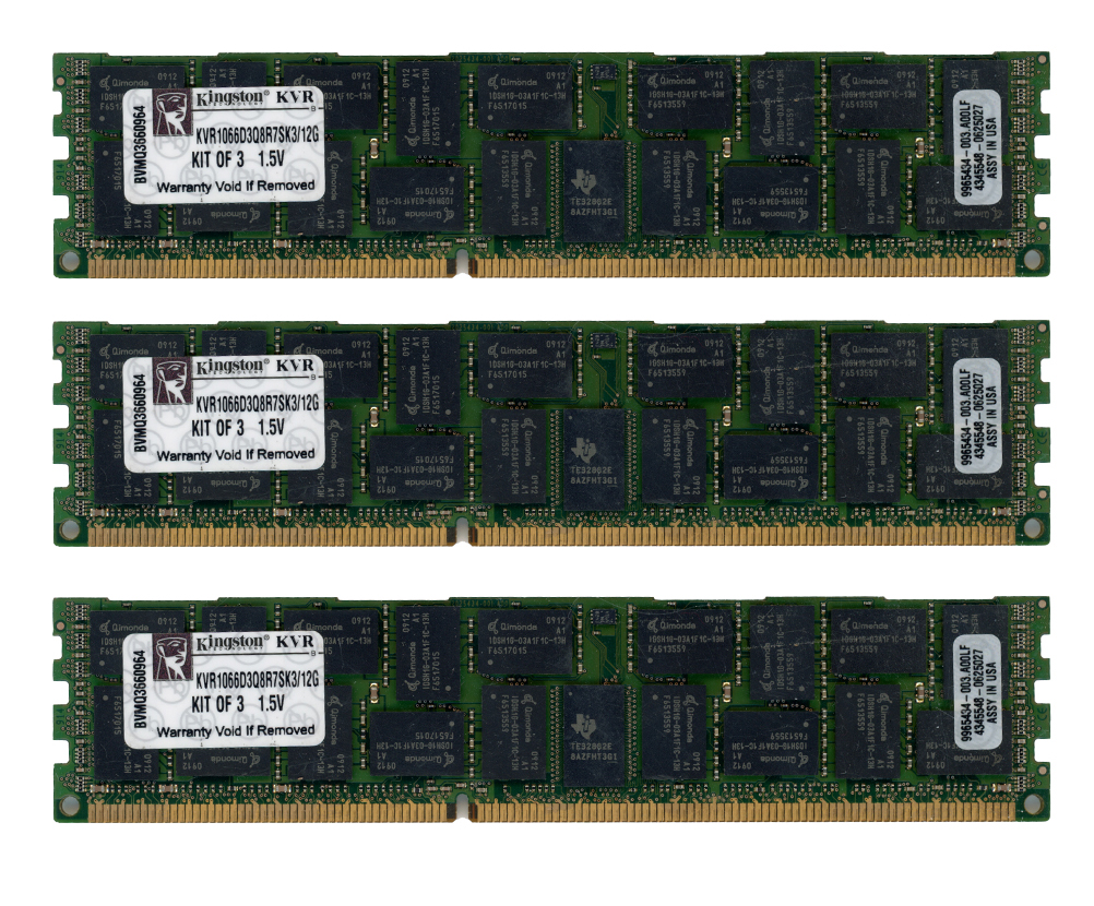KINGSTON 12GB 3X4GB DDR3 PC3-8500R 1066MHz KVR1066D3Q8R7SK3/12GI 9965434-003.A00LF ECC REGISTERED