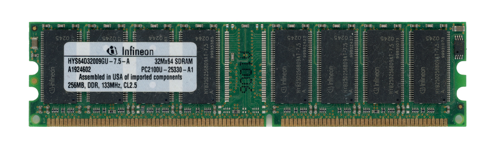 INFINEON 256 Mo DDR PC2100U 266 MHz HYS64D32009GU-7.5-A Non-ECC