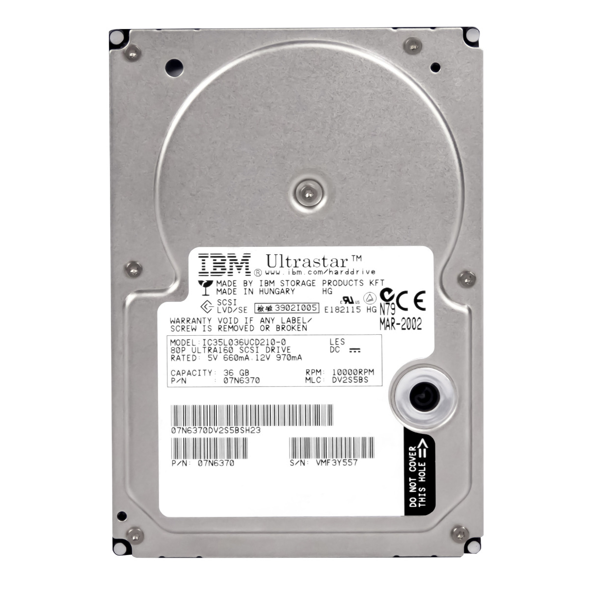 IBM 07N6370 36 Go 10 000 tr/min 4 Mo SCSI U160 3,5'' IC35L036UCD210-0
