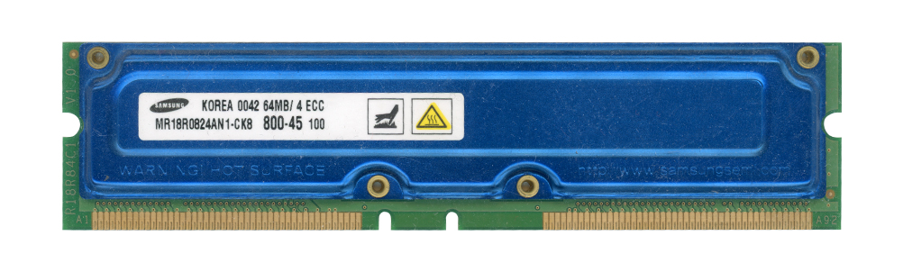 SAMSUNG 64 Mo RAMBUS RDRAM PC800 800 MHz MR18R0824AN1-CK8 ECC