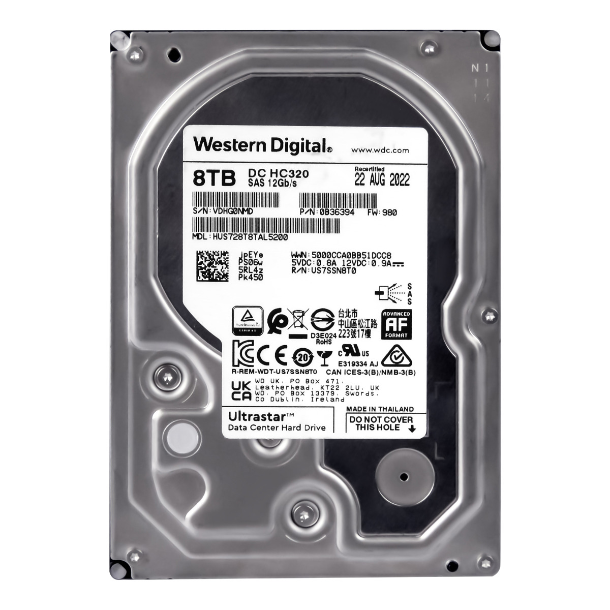 WD UltraStar He8 8TB 7.2K 128MB SAS-3 3,5'' HUS728T8TAL5200