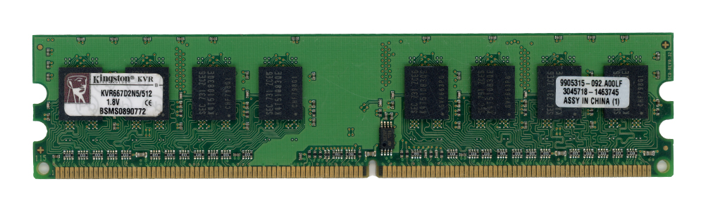 KINGSTON 512MB DDR2 PC2-5300U 667MHz KVR667D2N5/512 9905315-092.A00LF Non-ECC