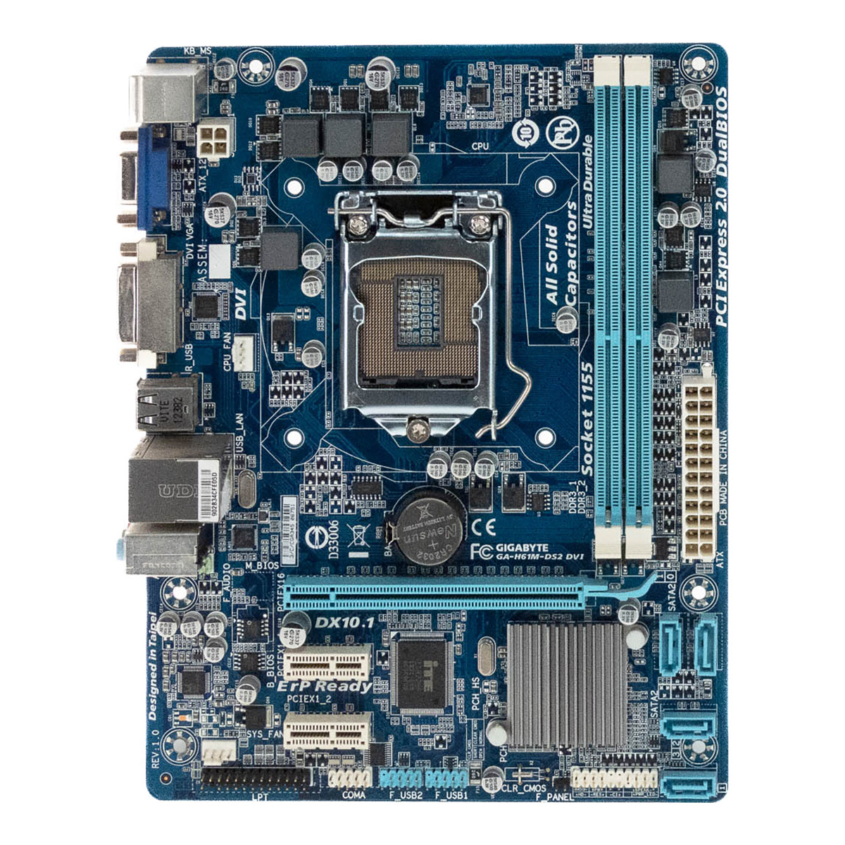 CARTE MÈRE GIGABYTE GA-H61M-DS2 DVI RÉV:1.0 SOCKET LGA1155 DDR3 PCIe microATX