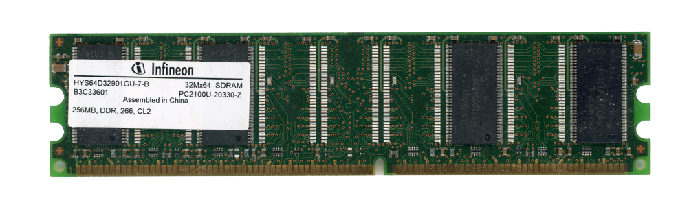 INFINEON 256MB DDR PC2100U 266MHz HYS64D32901GU-7-B Non-ECC